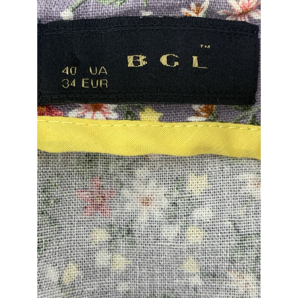 BGL Dress Women's 100% Linen Floral Gray Pockets - Picture 3 of 5